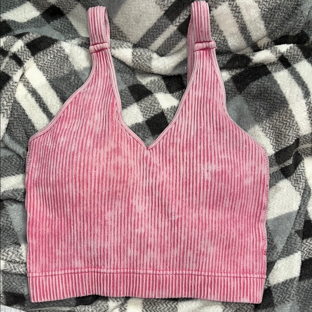Pink Ribbed Women's Crop Top